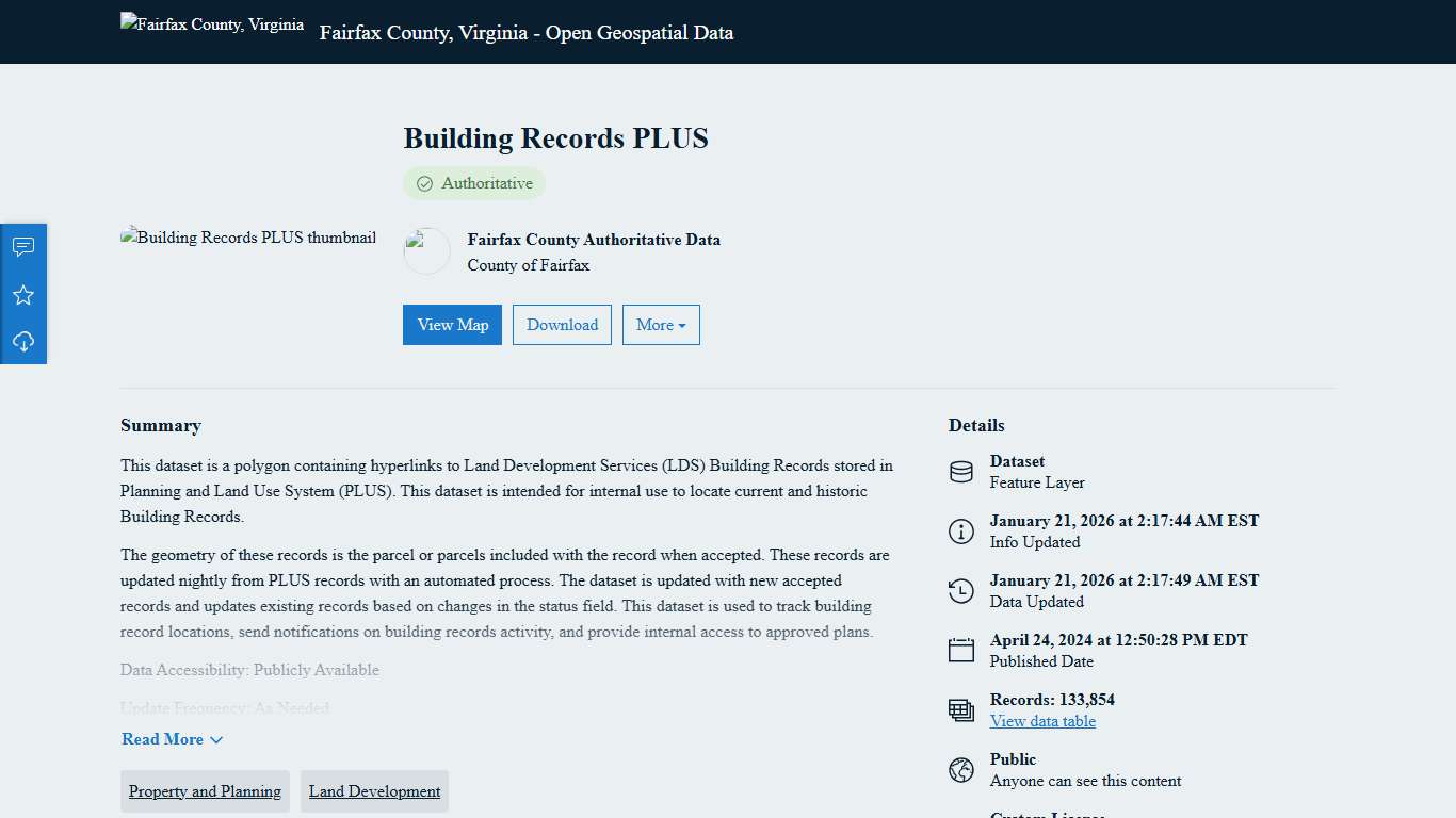 Building Records PLUS Fairfax County GIS & Mapping Services Open Data Site